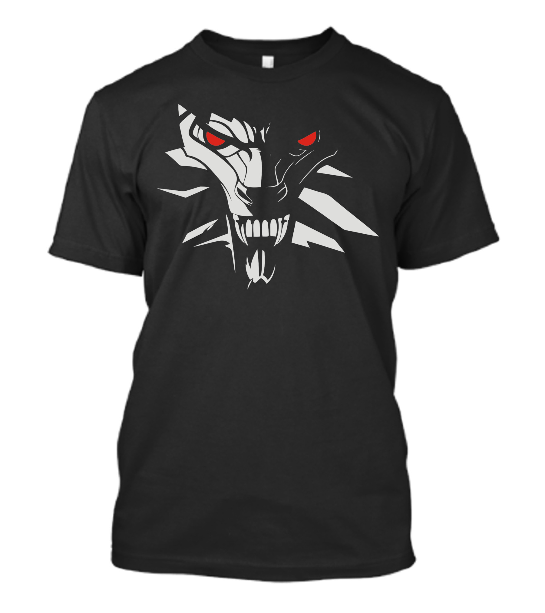 The Witcher Wild Hunt Wolf Medallion Red Eyes Monster Face T-Shirt
