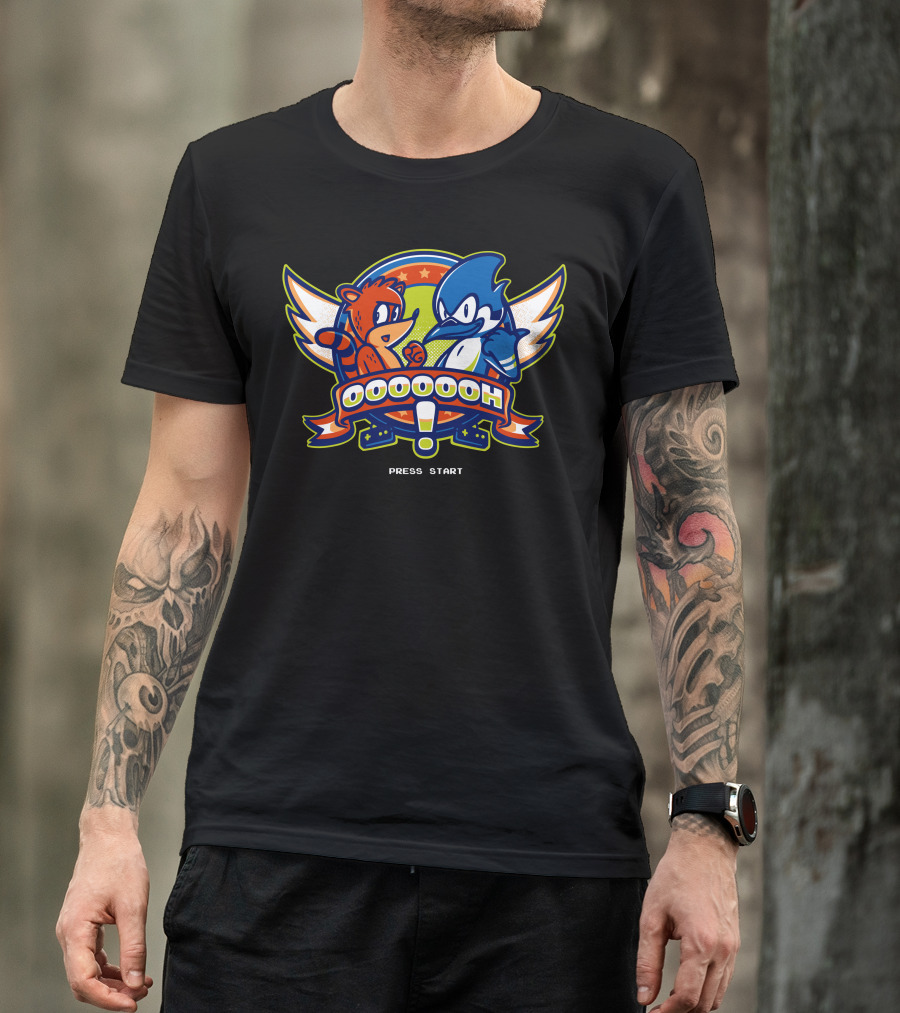 Oooooh Press Start Featuring Iconic Duo And Nostalgic Wings T-Shirt