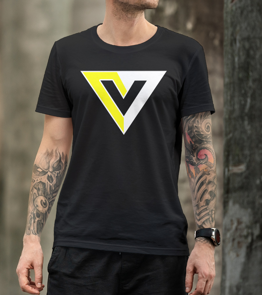 Voluntaryist V Logo Yellow White Triangle T-Shirt
