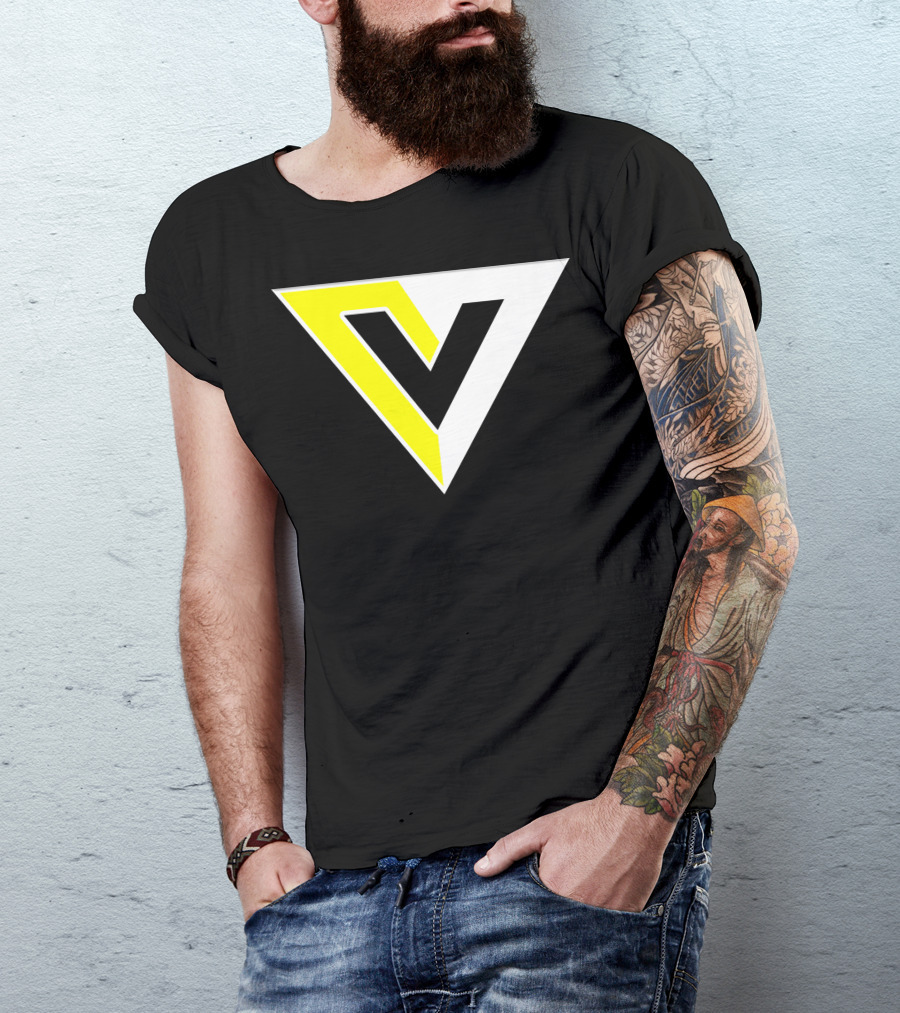 Voluntaryist V Logo Yellow White Triangle T-Shirt