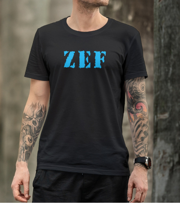 Zef Style Text Grunge Blue Lettering T-Shirt