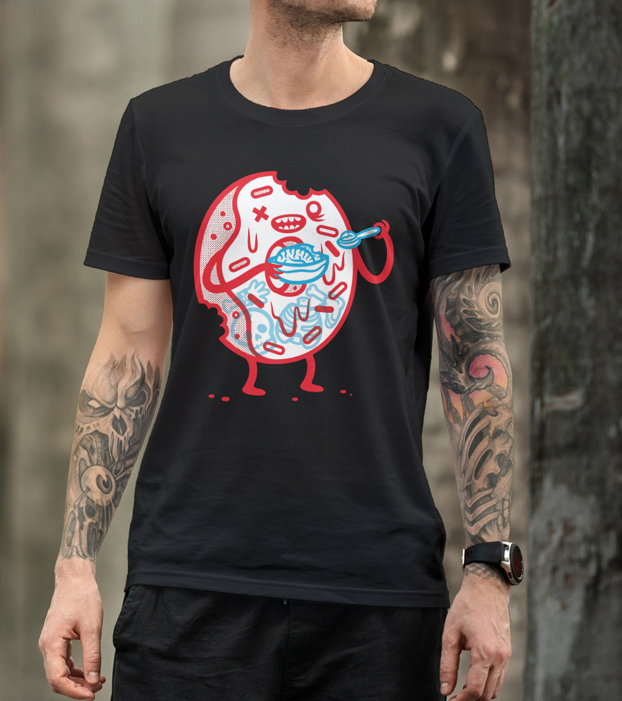 Zombie Donut Eating Bowl Of Brains T-Shirt