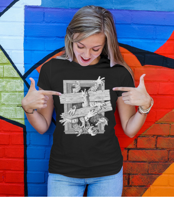 Zombies Escape Through Boarded Window T-Shirt