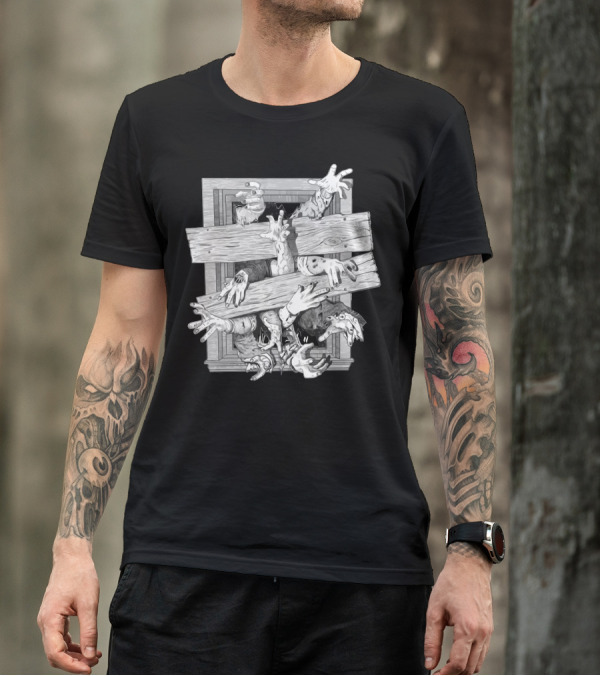 Zombies Escape Through Boarded Window T-Shirt