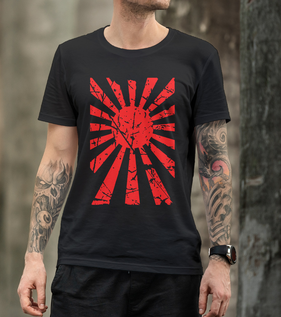 Japanese Rising Sun Flag Iconic Symbol Vintage Look T-Shirt