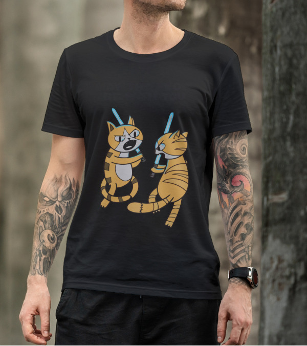 May The Meow Be With You Cats Lightsabers Battle T-Shirt