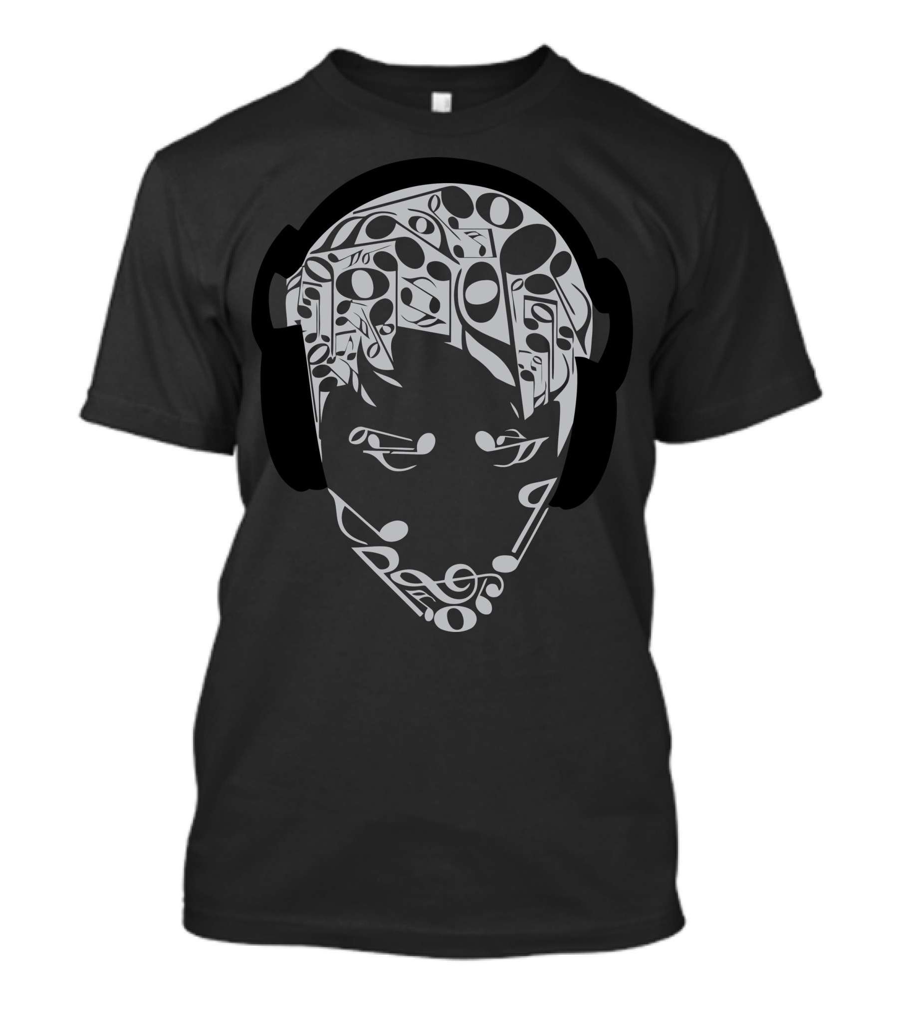 Mental Notes Headphones And Musical Symbols T-Shirt
