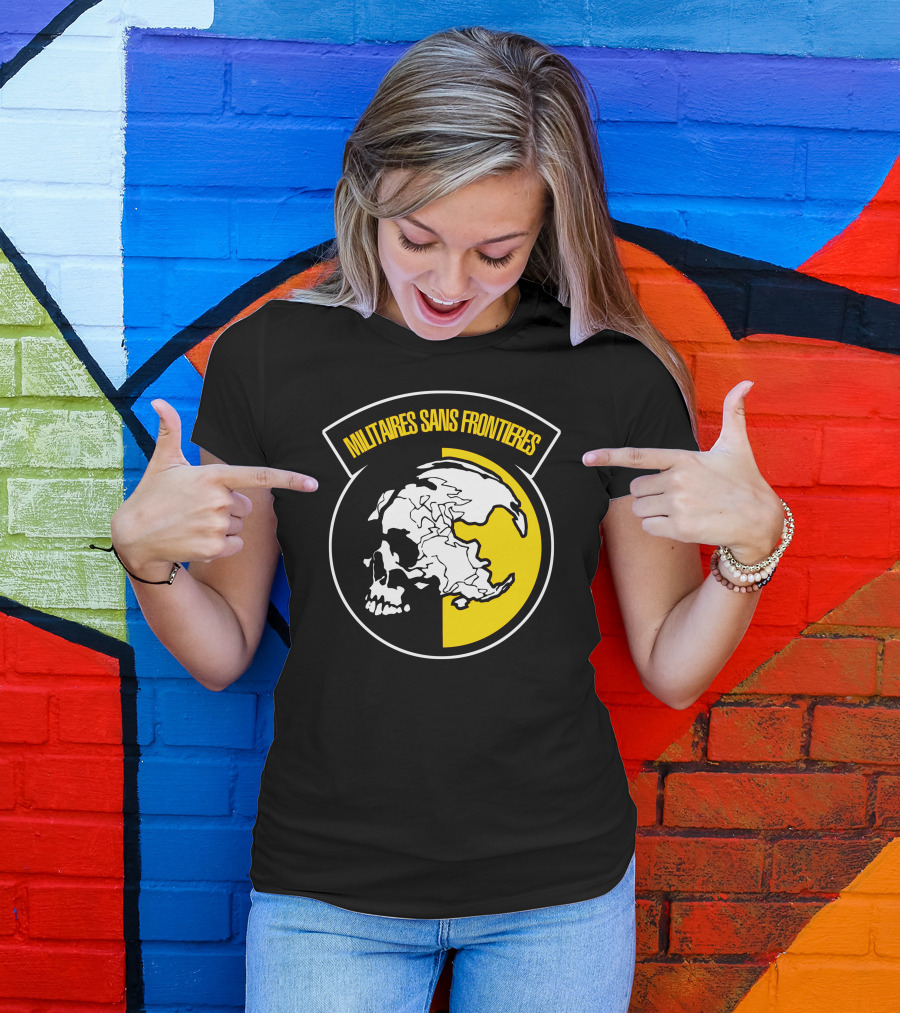 Mgs Militaires Sans Frontieres Skull Emblem 黒 Y 黄 T-Shirt