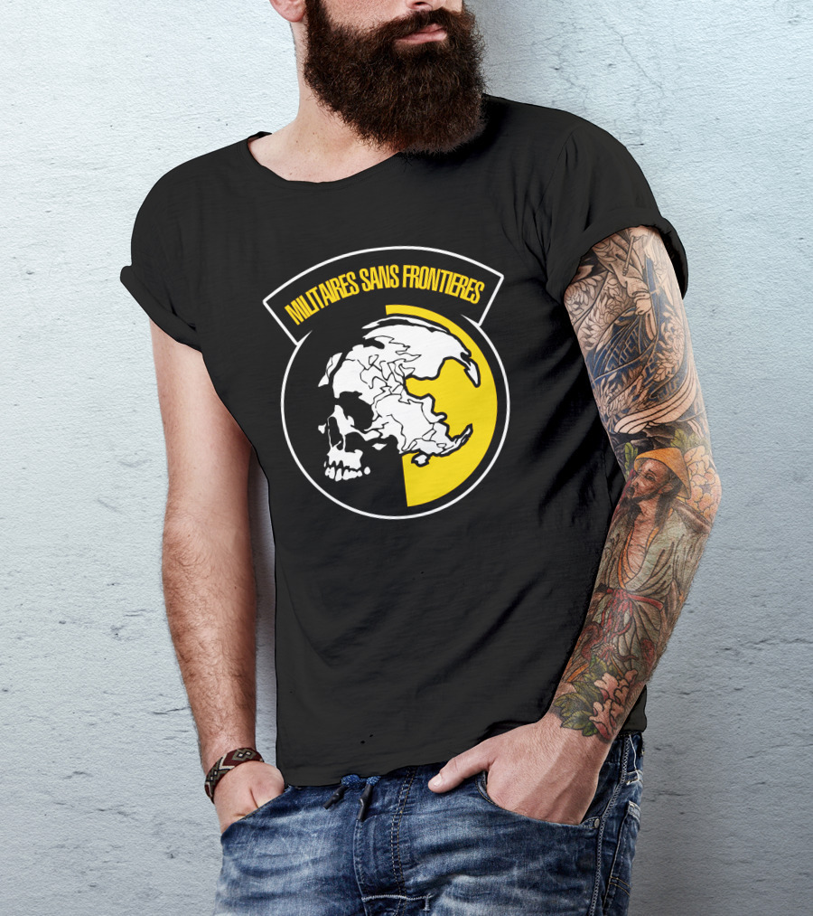 Mgs Militaires Sans Frontieres Skull Emblem 黒 Y 黄 T-Shirt