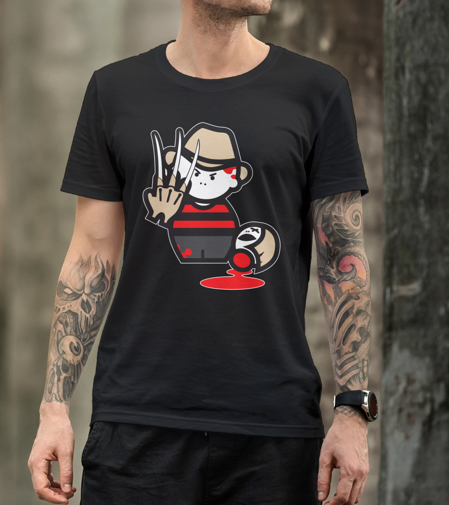 Nightmare Freddy Krueger Robert Englund Horror Claw Glove Blood Cartoon T-Shirt