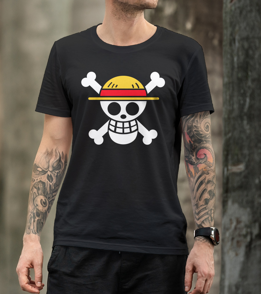 One Piece Anime Straw Hat Jolly Roger Skull And Crossbones T-Shirt