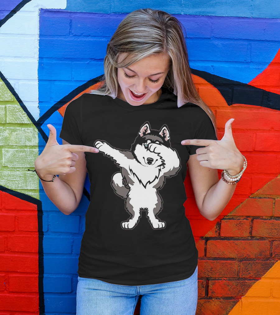 Siberian Husky Cute Dabbing Dance Pose T-Shirt