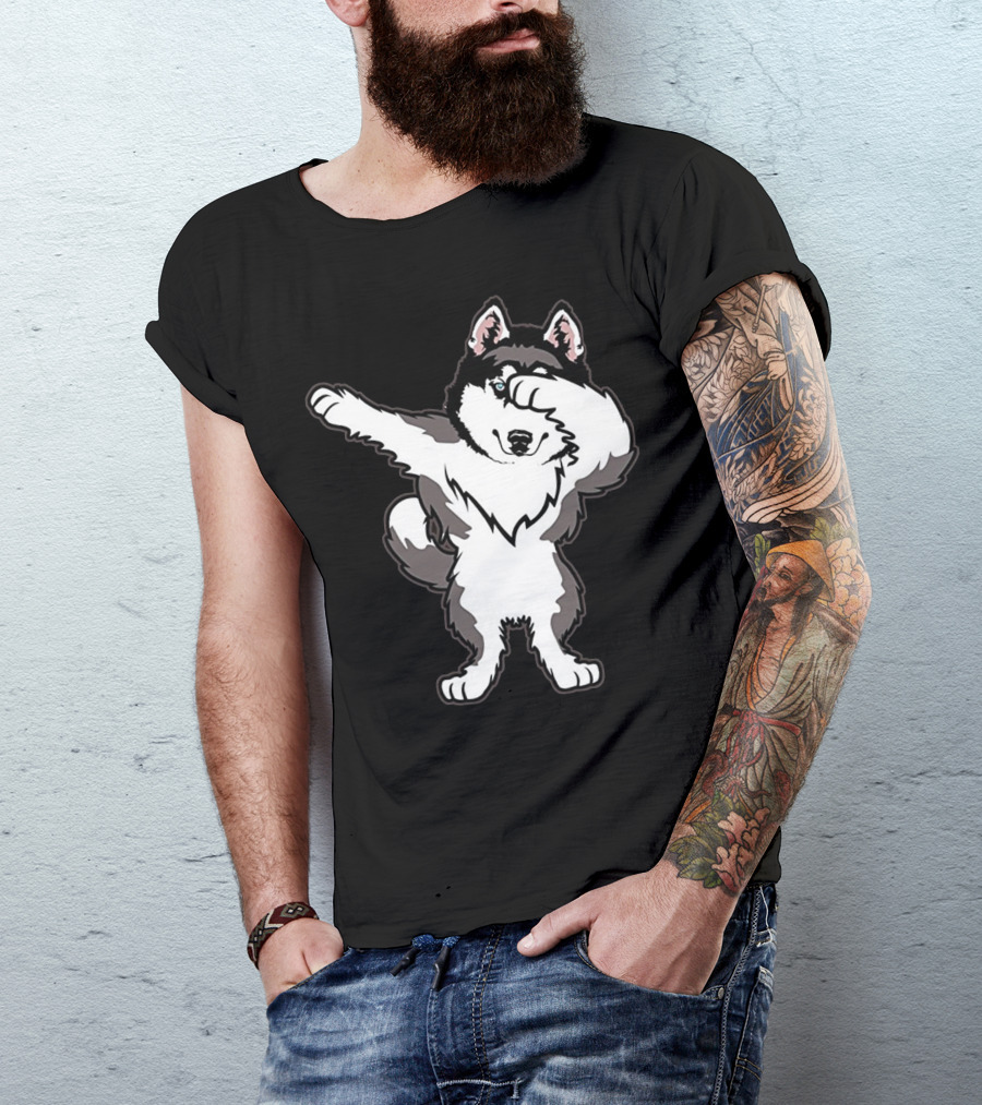Siberian Husky Cute Dabbing Dance Pose T-Shirt