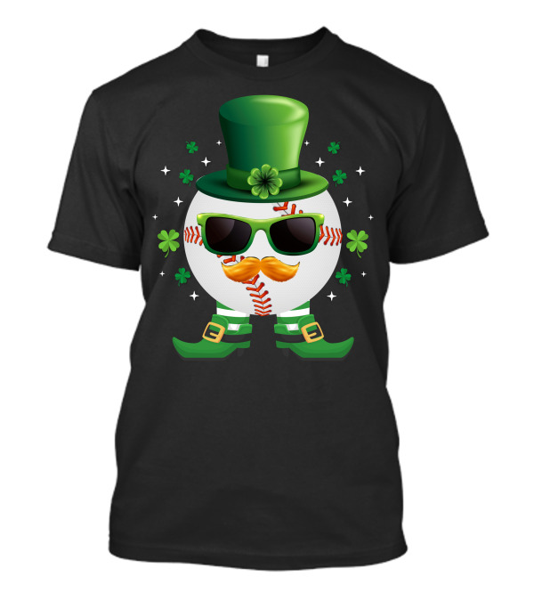 Leprechaun Baseball Ball With Shamrocks And Green Hat And Boots T-Shirt