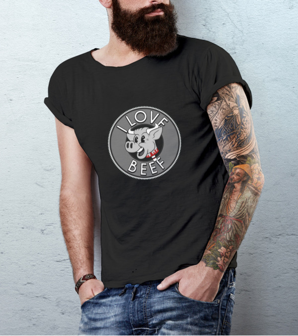 I Love Beef Cowhead Circle T-Shirt