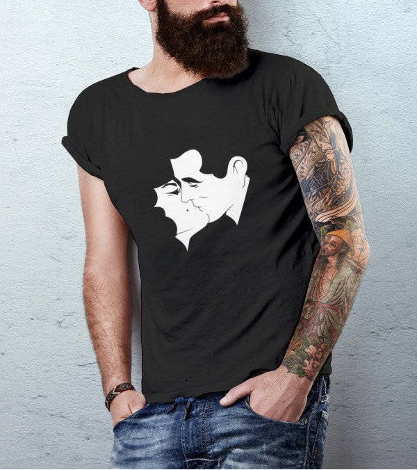 Bw Lovers Black White Romantic Face T-Shirt