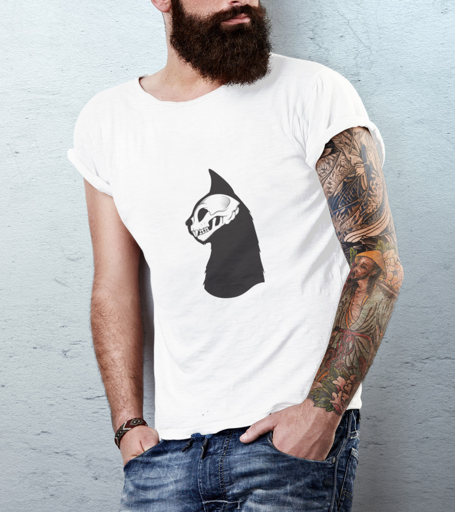 Cat Skull Silhouette Profile T-Shirt