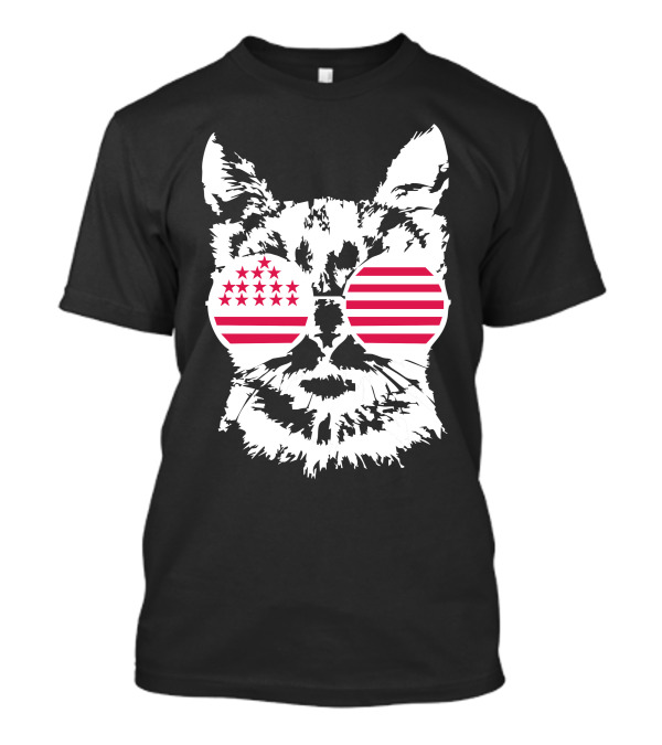 Cat USA Stars And Stripes Sunglasses T-Shirt