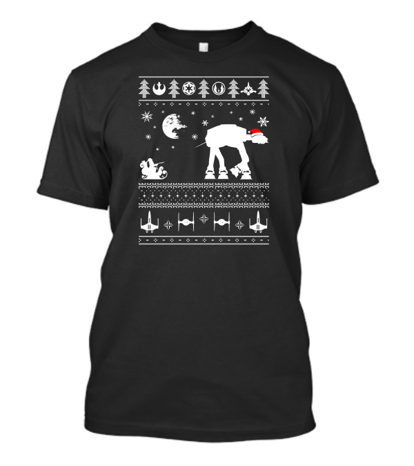 Star Wars Christmas AT-AT Santa Reindeer Knit Ugly T-Shirt