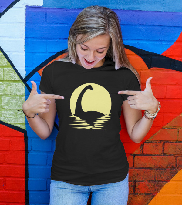 Dino Rising Against The Moonlit Sea T-Shirt