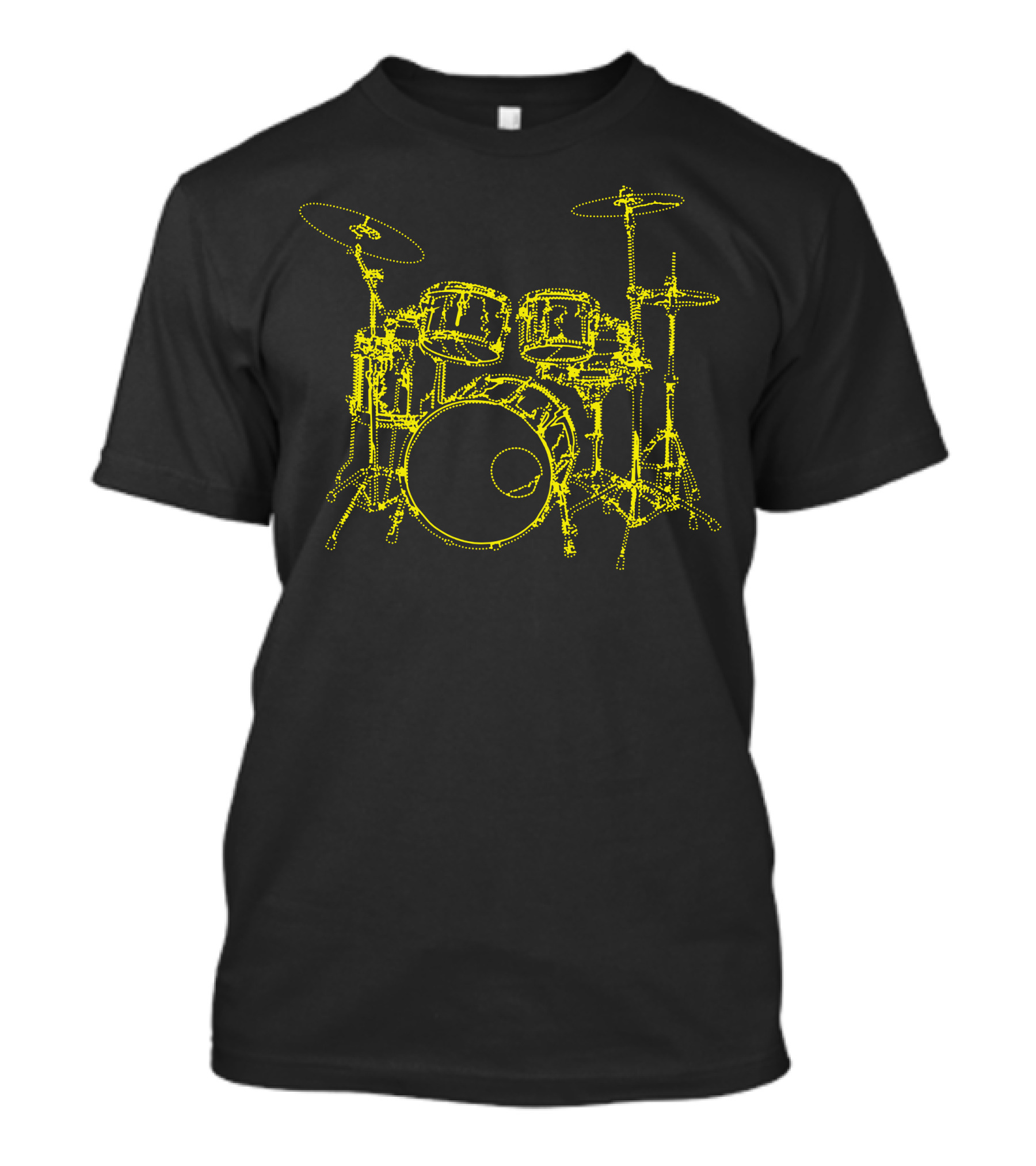 Yellow Drum Kit Outline T-Shirt