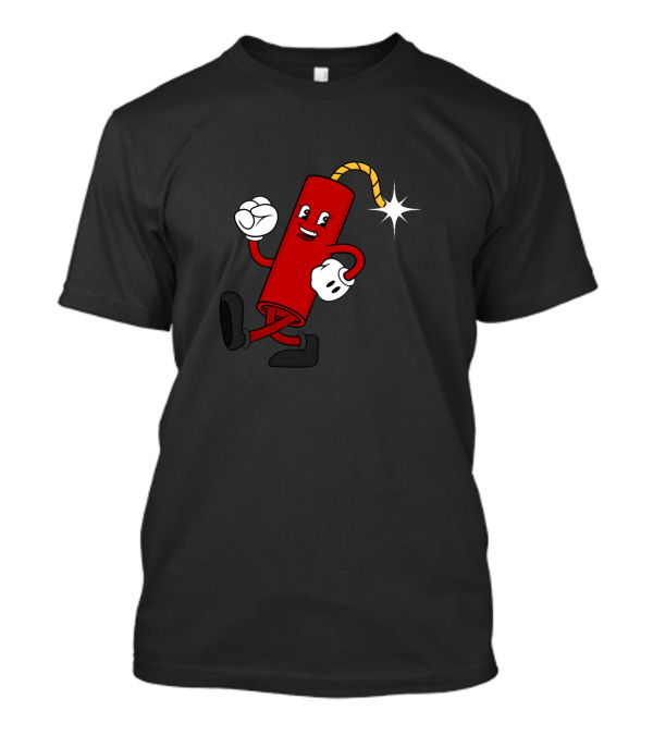 Dynamite Cartoon Character Walking With Exploding Fuse T-Shirt