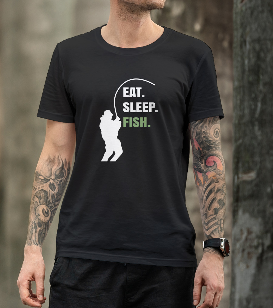 Eat Sleep Fish Fishing Silhouette Enthusiast Routine T-Shirt