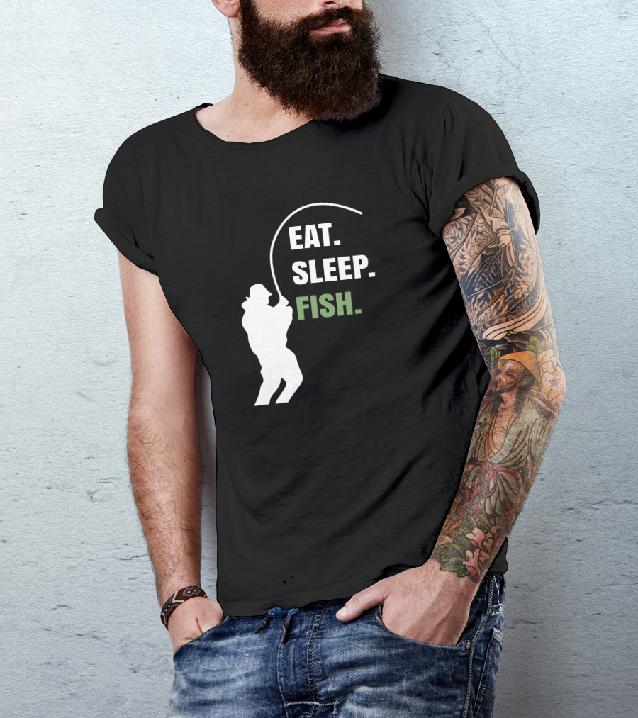 Eat Sleep Fish Fishing Silhouette Enthusiast Routine T-Shirt