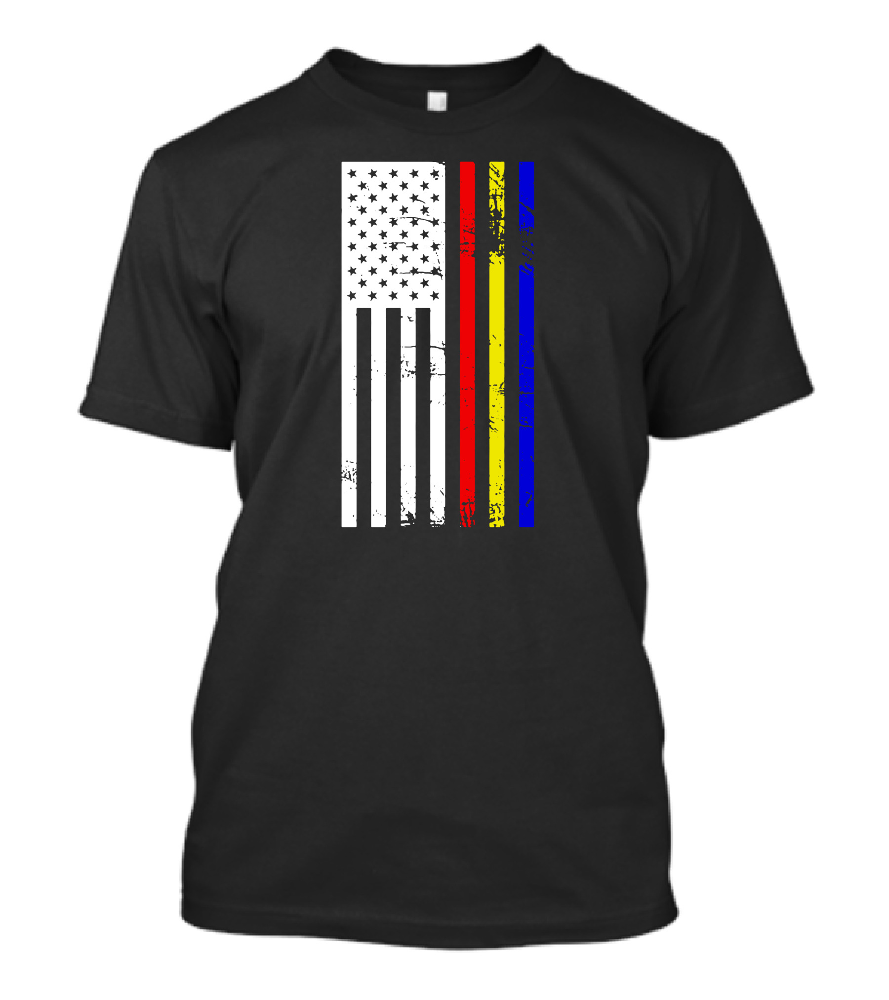 Filipino American Flag Pride With Stars And Stripes In Red Yellow Blue T-Shirt