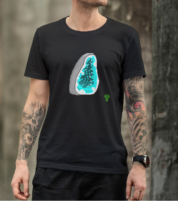 Pixel Art Blue Geode With Broccoli T-Shirt