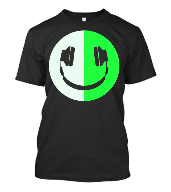 Glow In The Dark Smiley Face Headphones T-Shirt