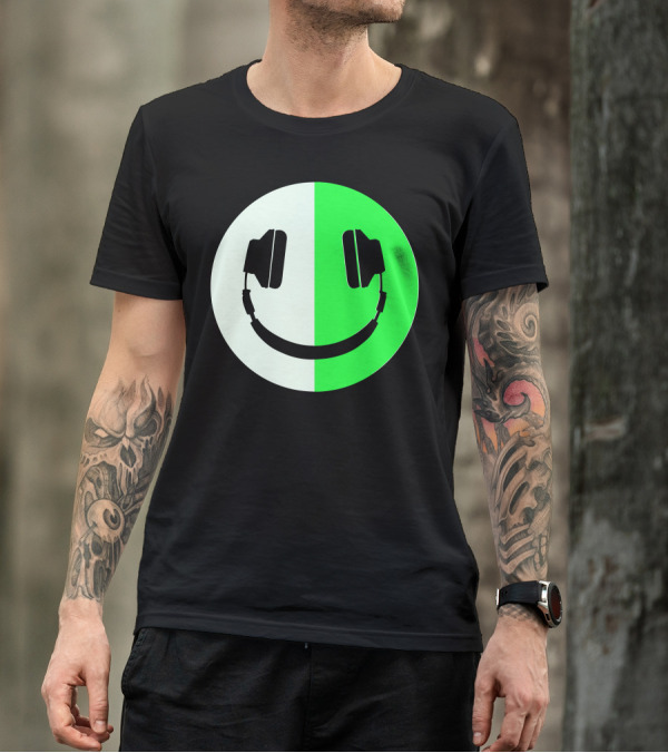 Glow In The Dark Smiley Face Headphones T-Shirt