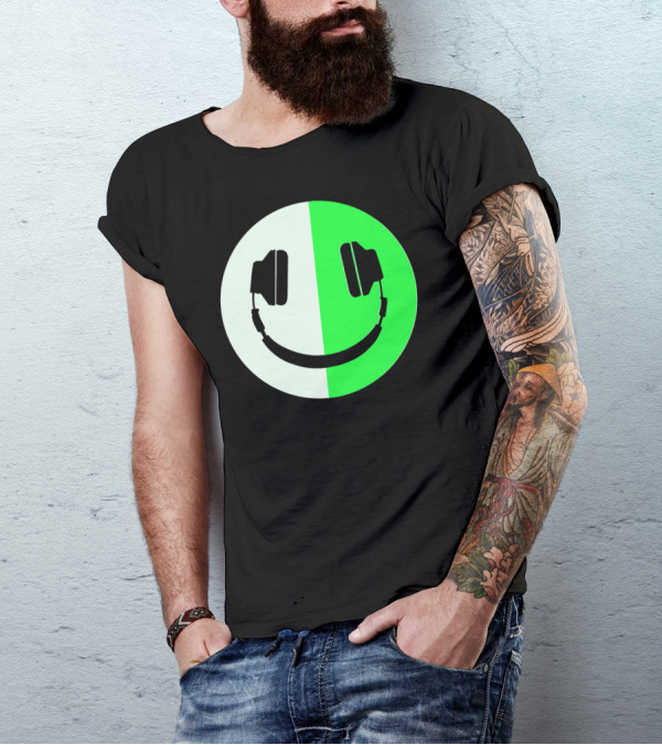 Glow In The Dark Smiley Face Headphones T-Shirt