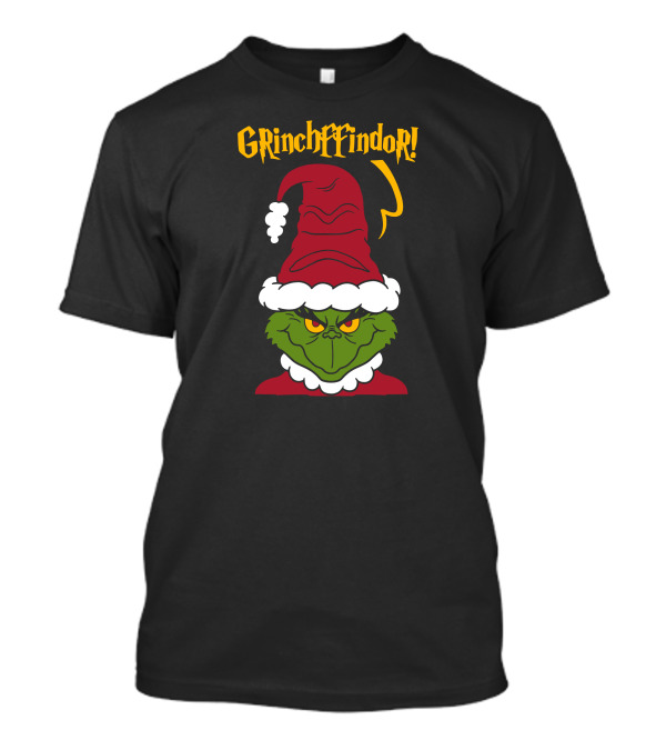 Grinchffindor Grinch Santa Hat Gryffindor Colors Christmas Mashup T-Shirt