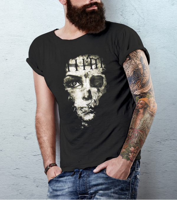 HIM Skull Face Grunge Gothic Aesthetic T-Shirt