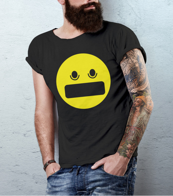 Hah Yellow Emoji Face With Surprised Expression T-Shirt