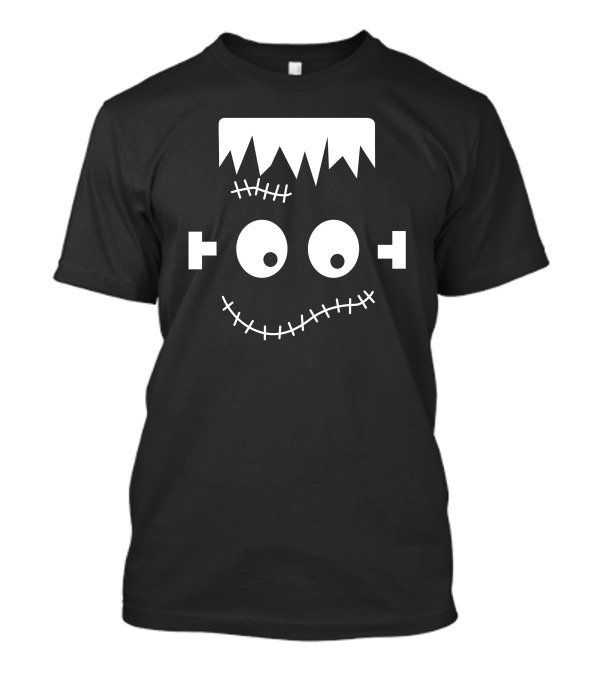 Halloween Frankenstein Boo Stitched Face T-Shirt