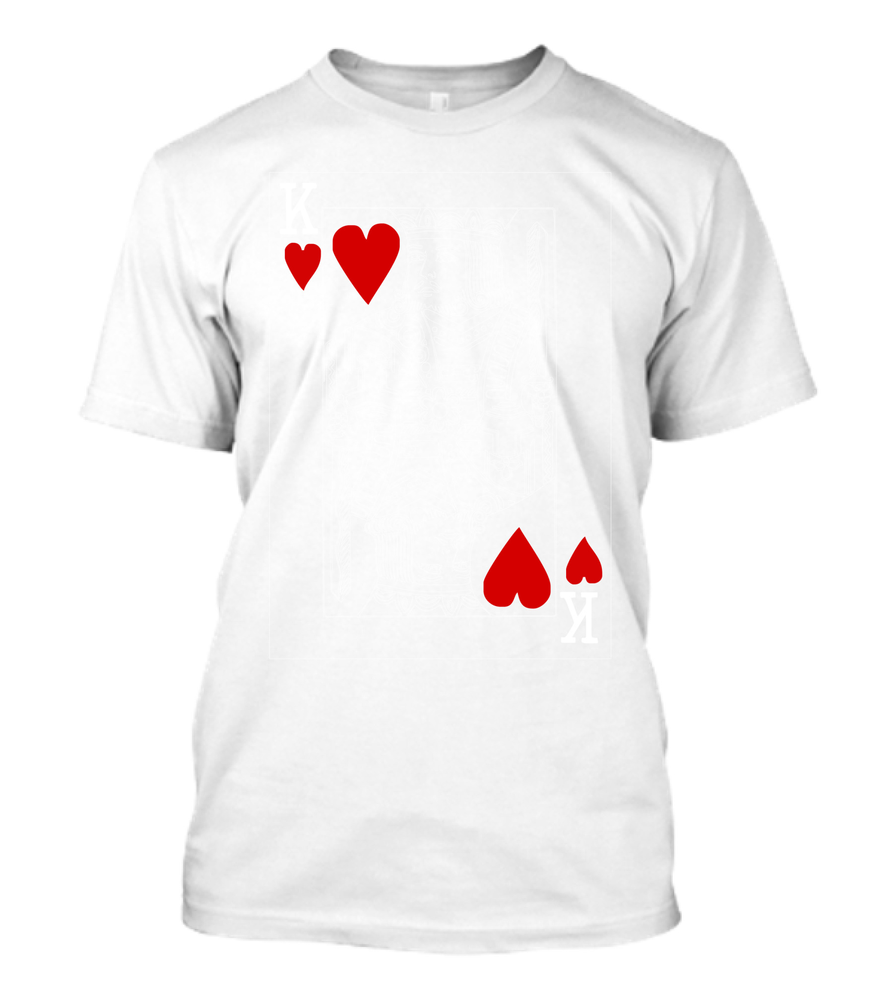King Of Hearts Playing Card Illustration With Red Heart Accents T-Shirt