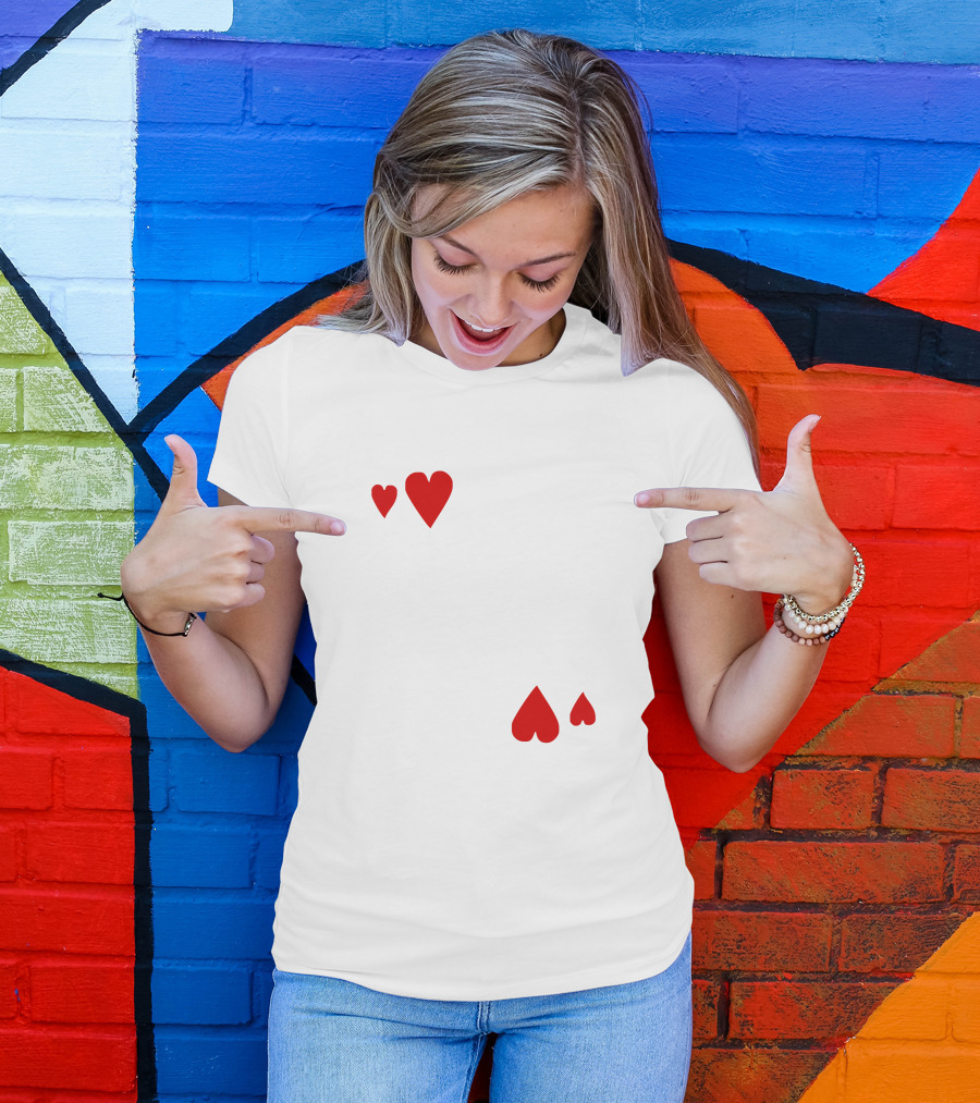 King Of Hearts Playing Card Illustration With Red Heart Accents T-Shirt