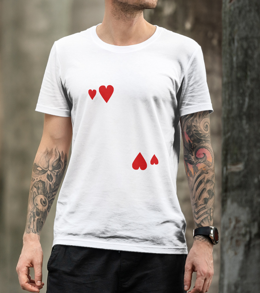 King Of Hearts Playing Card Illustration With Red Heart Accents T-Shirt