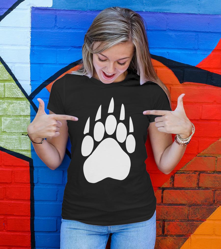 Large Bear Paw Print Crew Neck T-Shirt