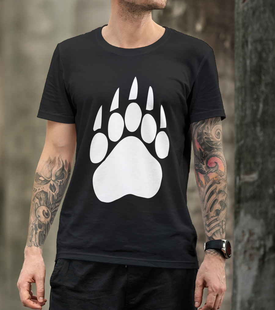 Large Bear Paw Print Crew Neck T-Shirt