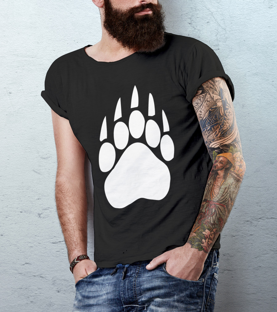 Large Bear Paw Print Crew Neck T-Shirt