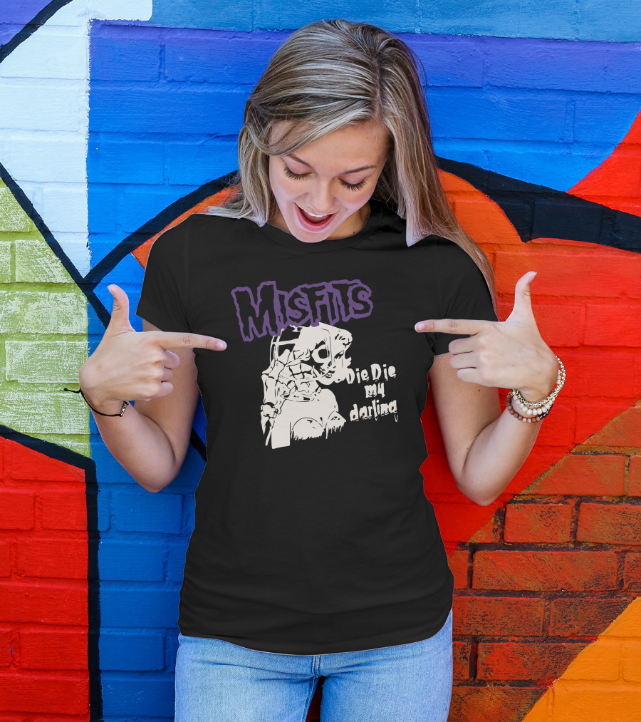 Misfits Die Die My Darling Purple Text Skull Woman T-Shirt