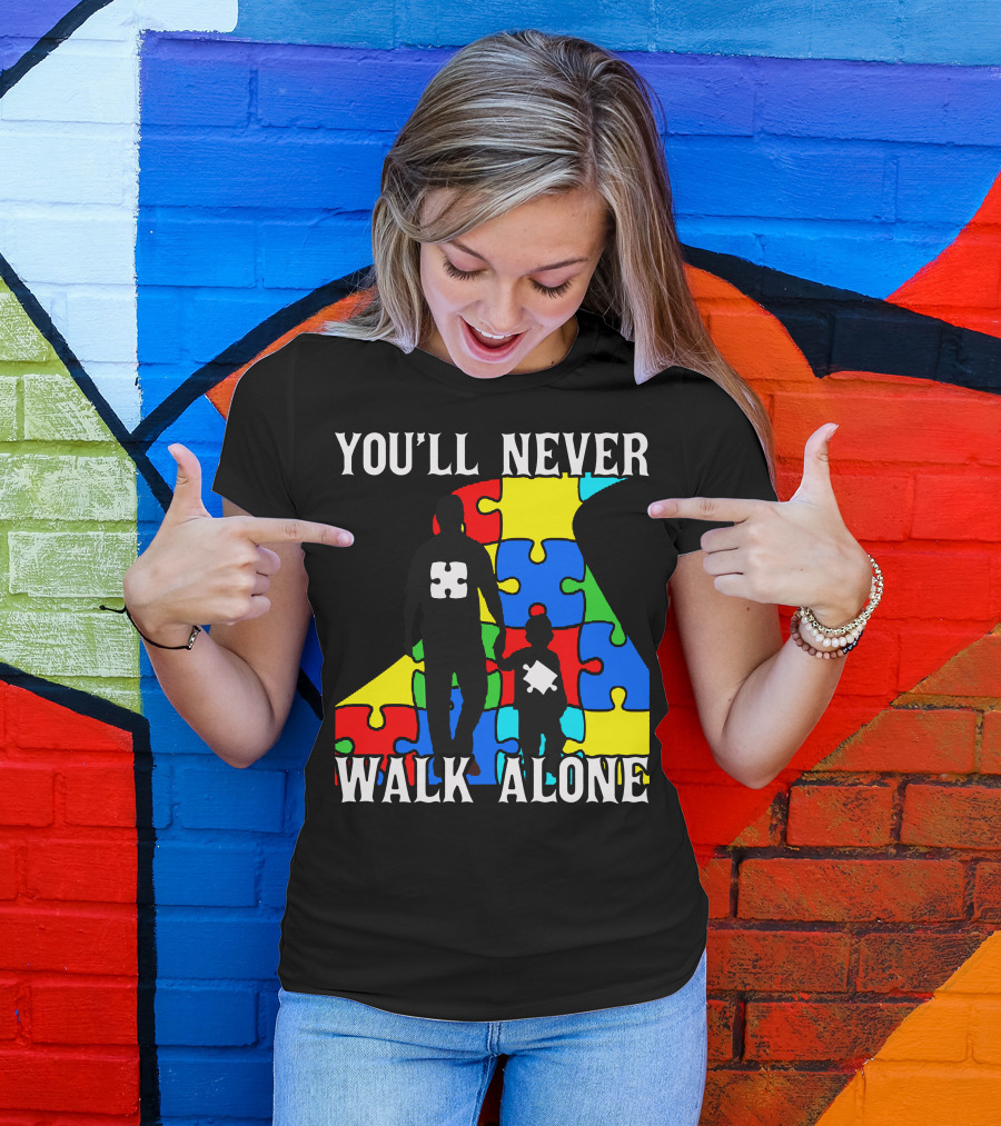 You'll Never Walk Alone Father And Son Puzzle Pieces T-Shirt