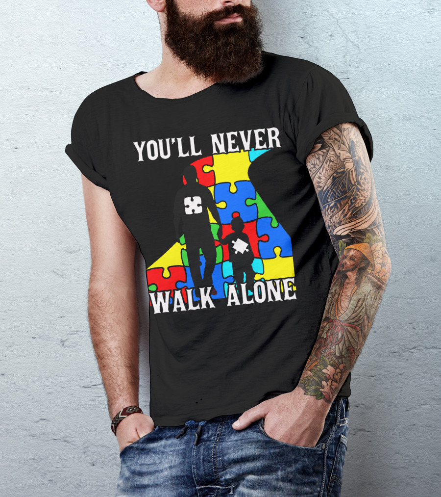 You'll Never Walk Alone Father And Son Puzzle Pieces T-Shirt