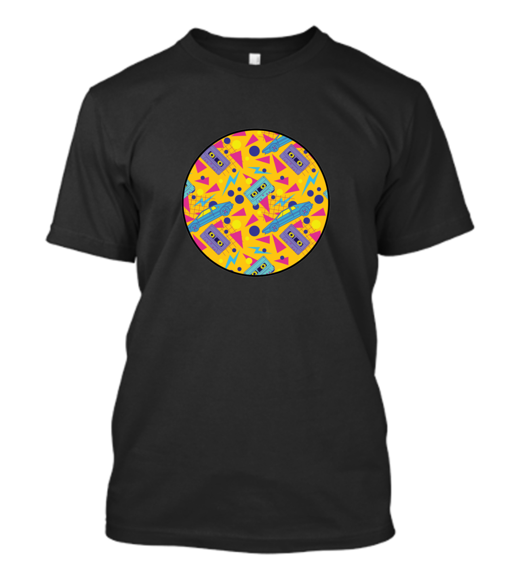 Nineties Retro Cassette And Skateboard Geometric T-Shirt