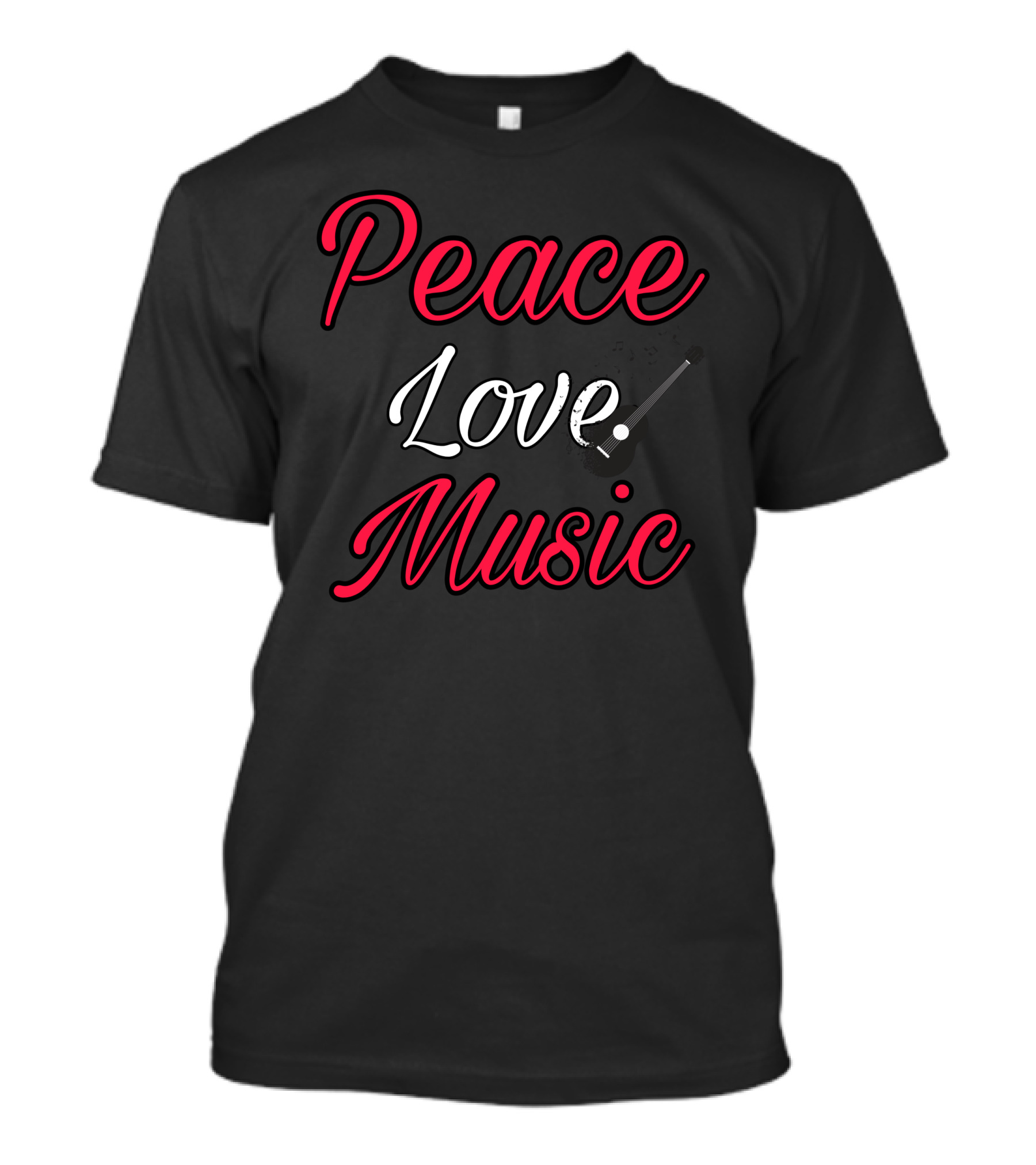 Peace Love Music Guitar Pick Notes T-Shirt