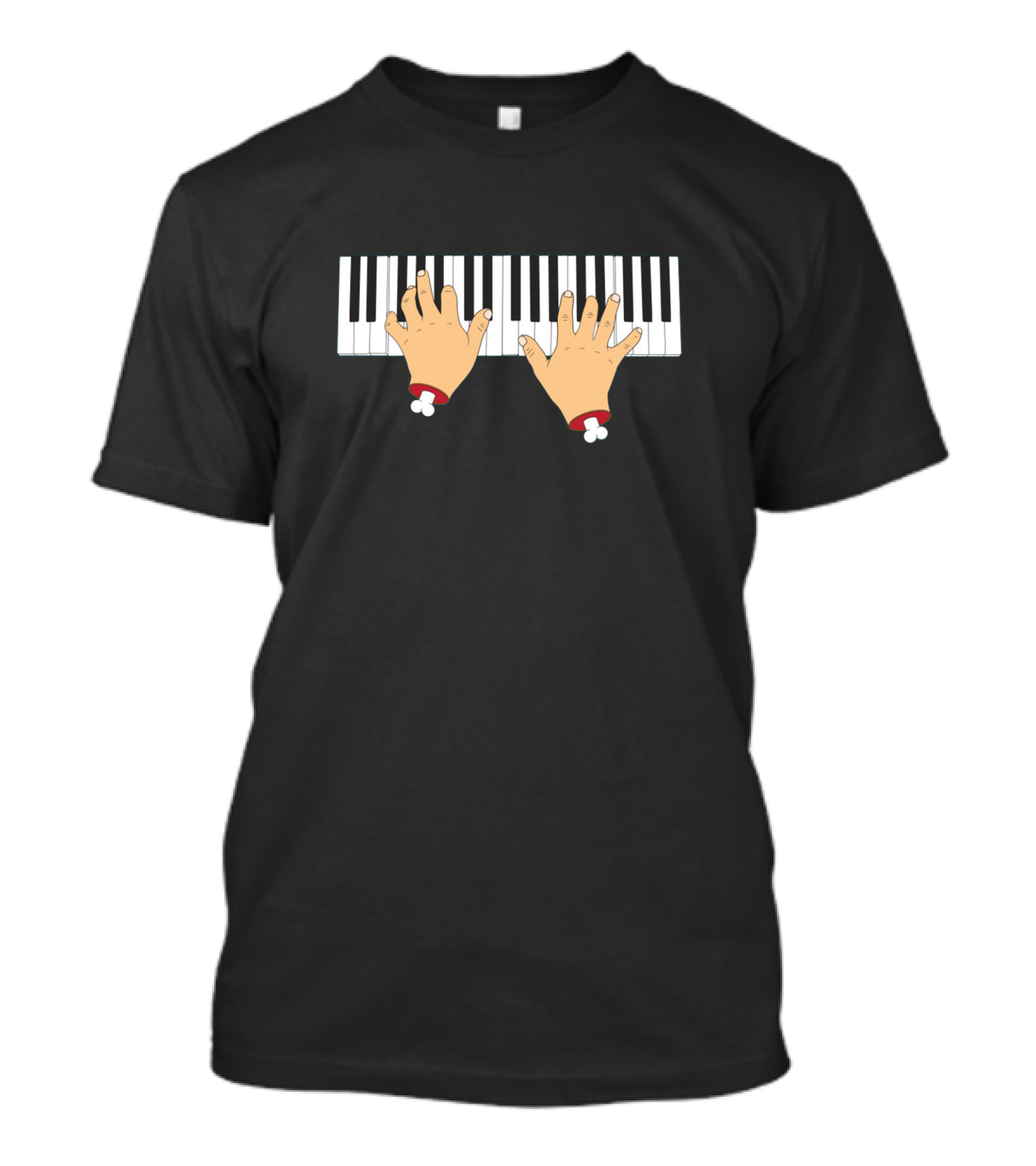 Cartoon Hands Playing Piano Keyboard T-Shirt