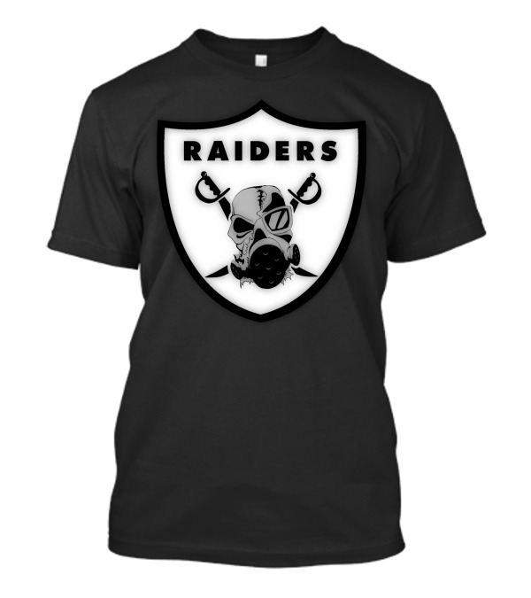 Raiders Skull Gas Mask Crossed Sabres Shield T-Shirt